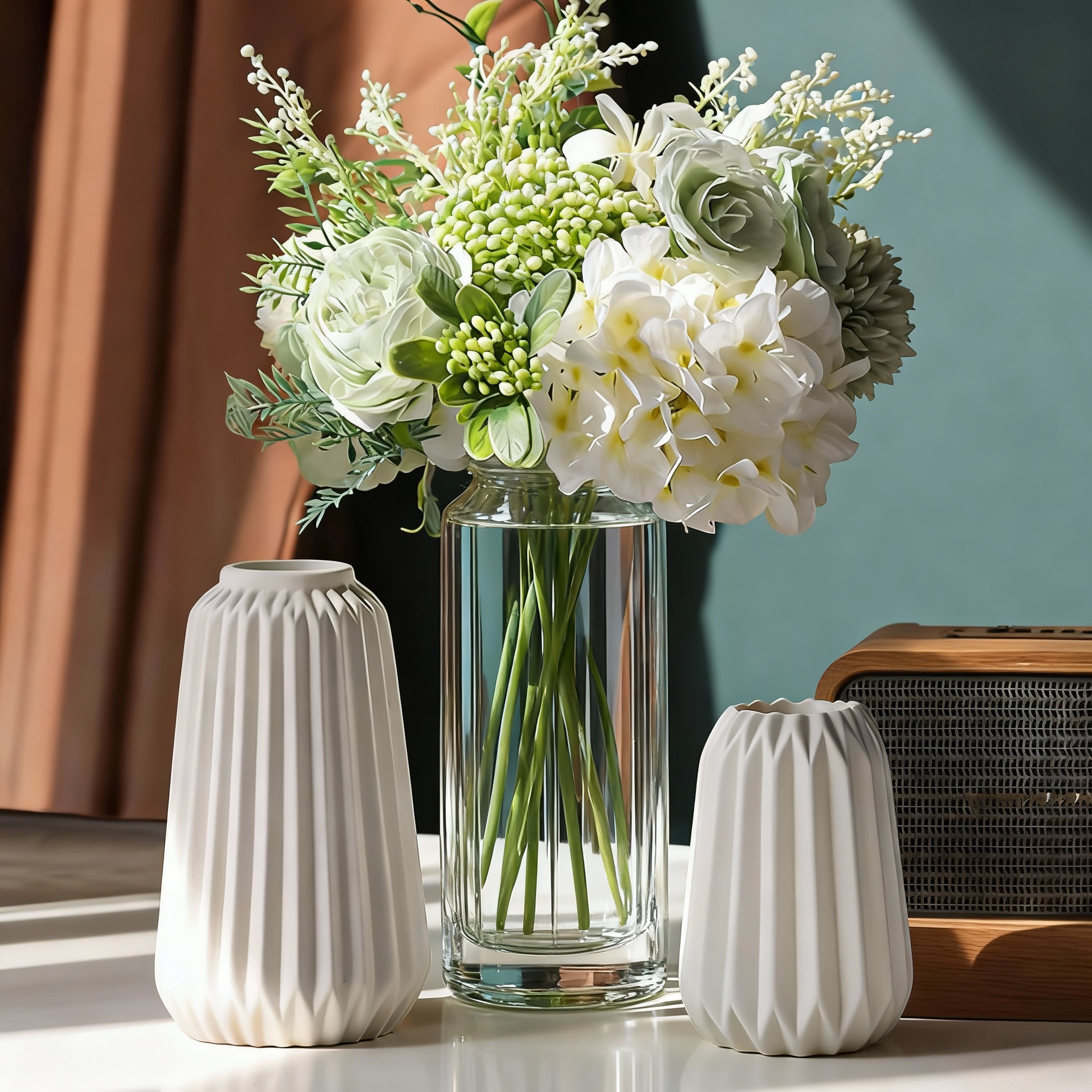 Set de 3 vases en céramique blanche